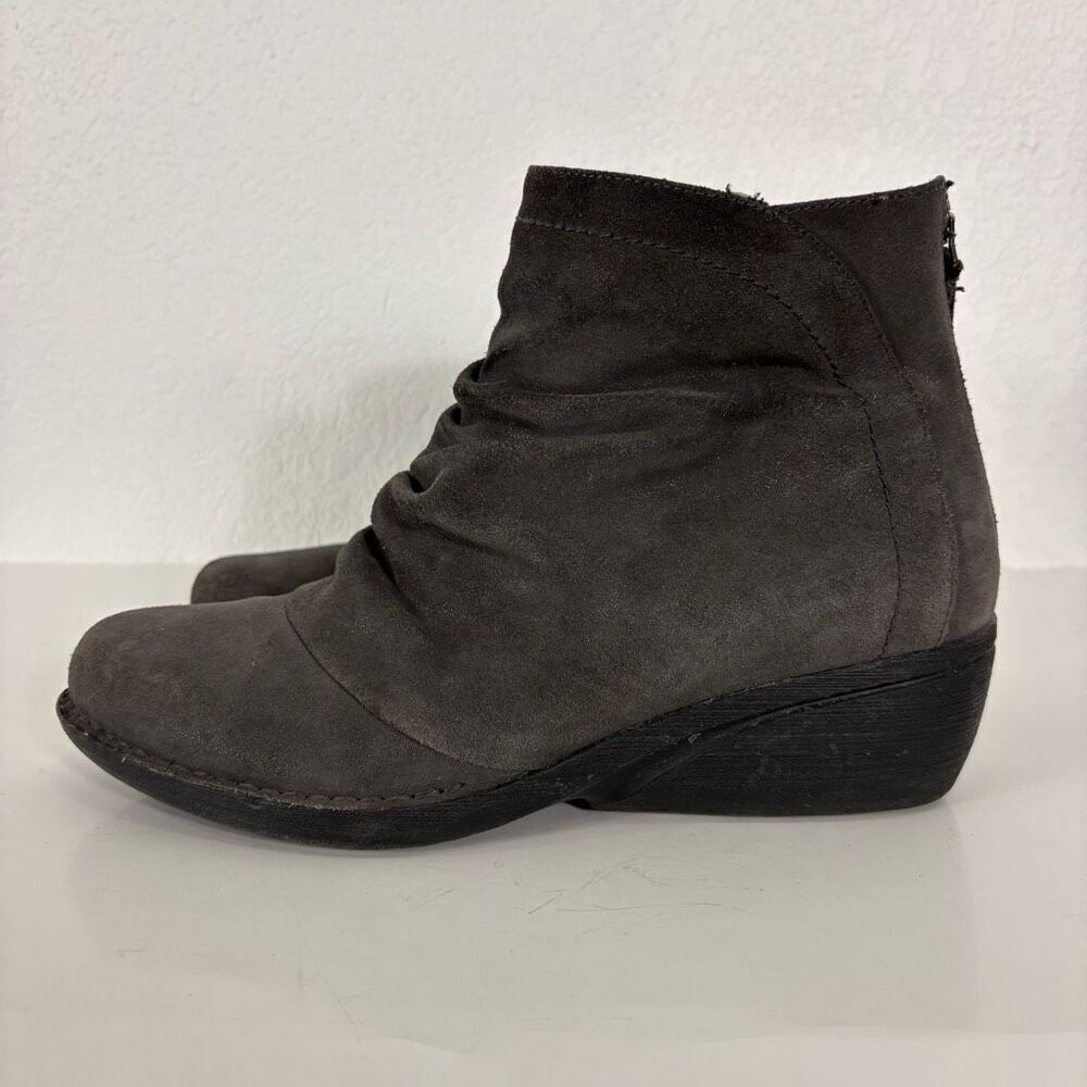 Dansko Arisa Grey Leather Suede Ankle Low Heel Booties Size 12